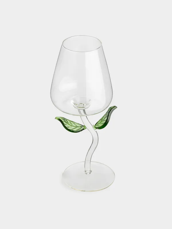 Drinking glass, 470 ml, Glass, Green leaves, Shape, image-1