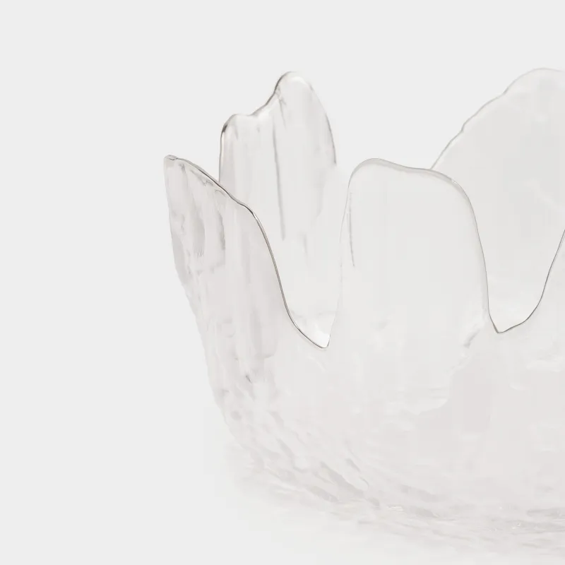 Salad bowl, 20x9 cm, 1,1 l, glass, with silver edging, Nautilus silver, image-4