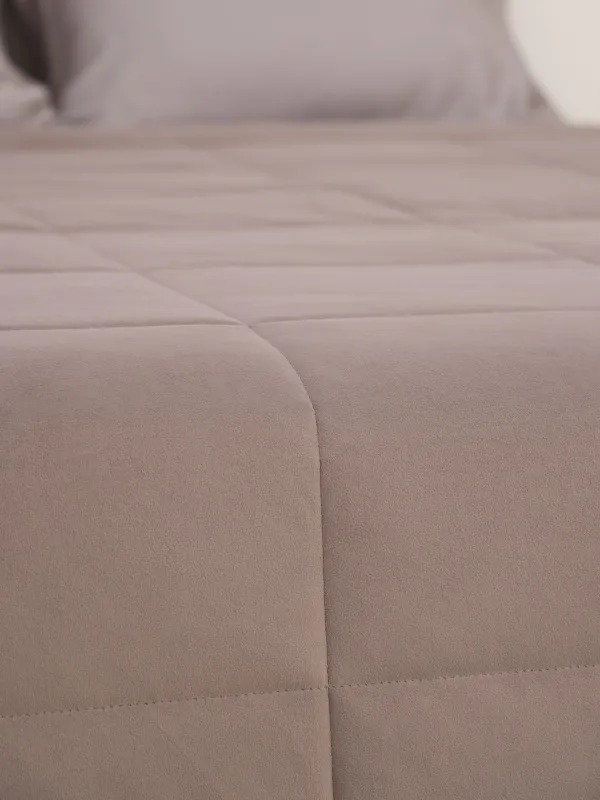 Bedspread, 220x240 cm, quilted, velvet/microfiber, gray-brown, Stitch velvet, image-3