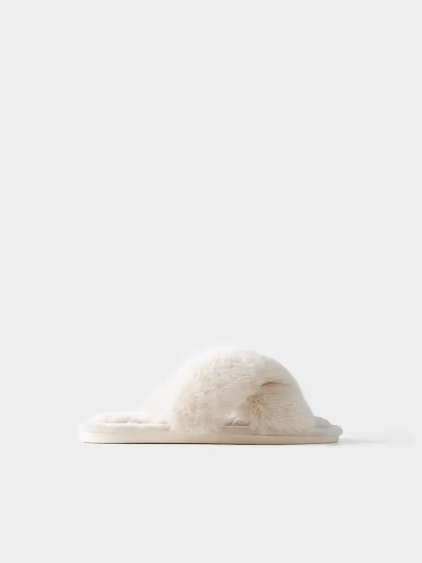 Slippers for women, home, size 36-37, polyester, beige, Tape, image-0