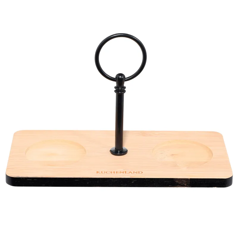 Jam/sugar bowl, 120 ml, 2 pcs, with spoon/stand, ceramic / bamboo, black, Loft, image-2