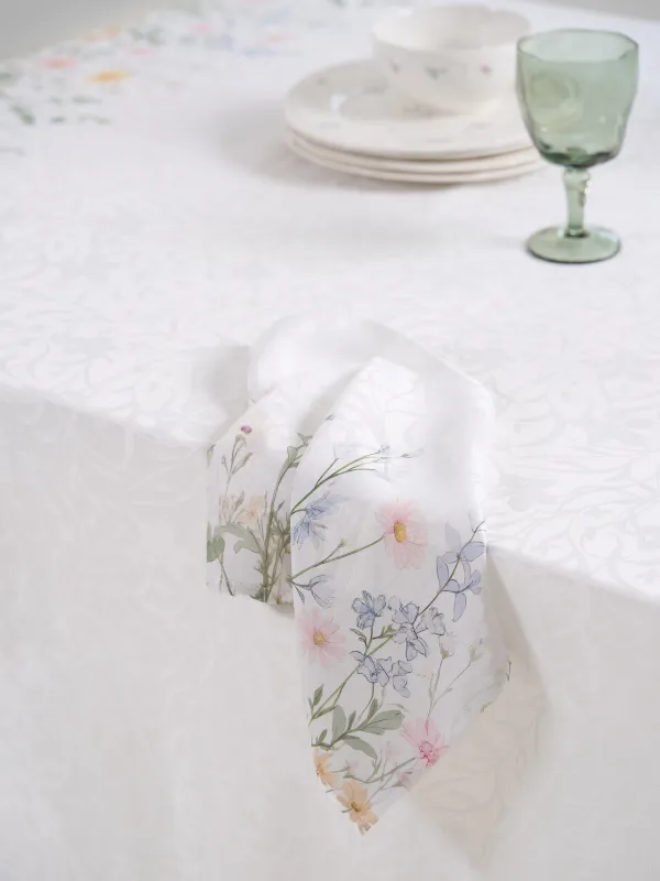 Placemat, 30x45 cm, jacquard, polyester, milky, Wildflowers, Petals serenity, image-6