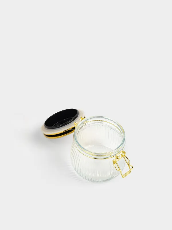 Bulk products jar, 500 ml, clip, glass / metal, golden, Ribby gold, image-4