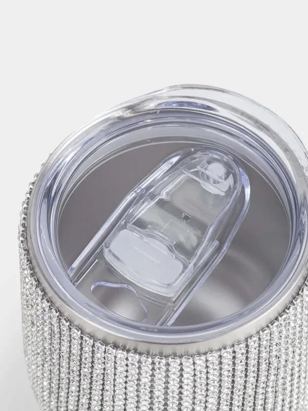 Thermo mug, 350 ml, steel / rhinestones, gold, Crystal decor, image-2