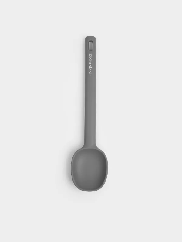 Serving spoon, 28 cm, silicone, grey, Grey steel, image-0