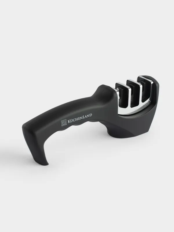 Knife Sharpener, 20 cm, 3-Stage sharpening, black, Accessories, image-1