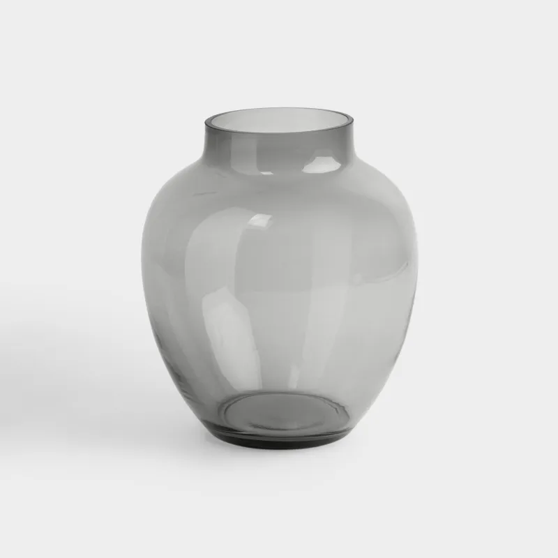 Flower vase, 23 cm, glass, grey, Clear grey