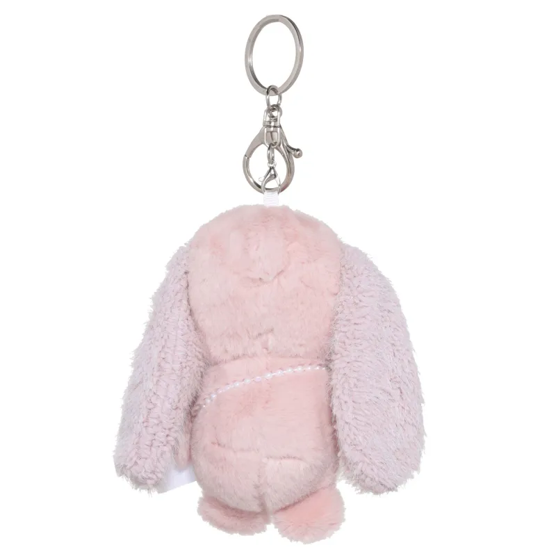 Keychain, 11 cm, soft, Polyester / metal, Pink and purple, Bunny with purse, Rabbit, image-1