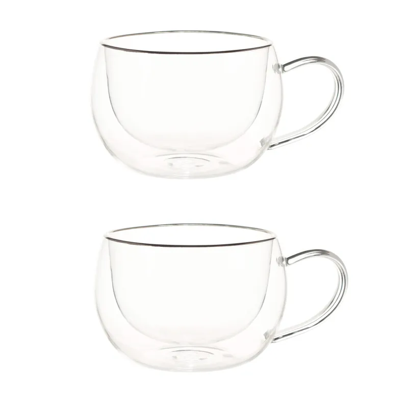 Mug, 270 ml, 2 pcs, glass B, with silver edging, Air Silver