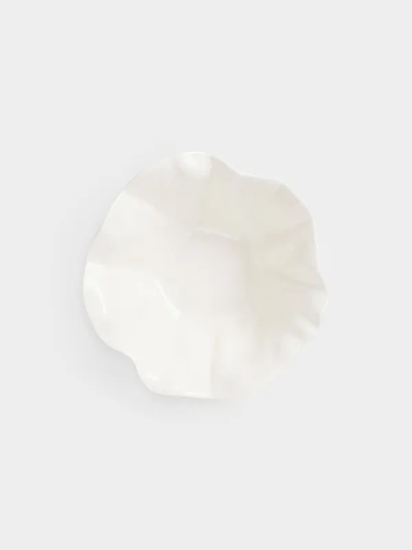 Salad bowl, 17x8 cm, 450 ml, porcelain N, milk, Crumpled effect, Crumple, image-3