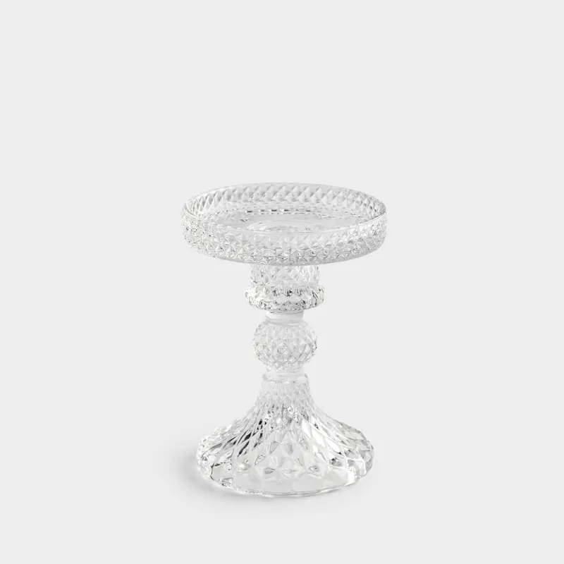 Candle holder, 11 cm, for one candle, on a leg, glass, Naiad