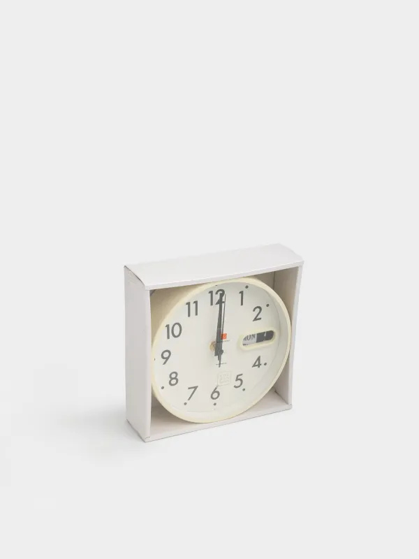 Wall clock, 18 cm, with calendar, glass/aluminum, round, milky white, Dial, image-4