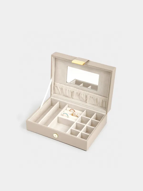 Jewelry box, 20x15 cm, with mirror, wood/PU leather, beige, Premiere one, image-2