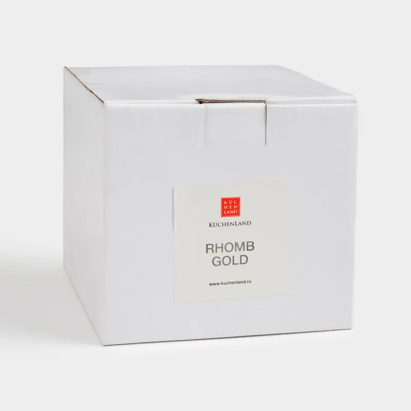 Cream bowl, 12 cm, 320 ml, P glass, with golden edging, Rhomb gold, image-5