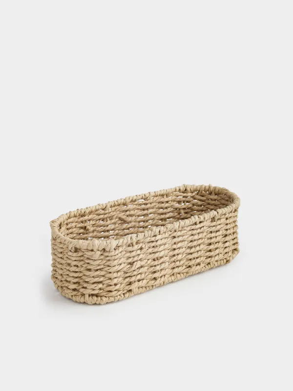 Cutlery basket, 25x10 cm, braided, cellulose, Oval, Braided, image-3