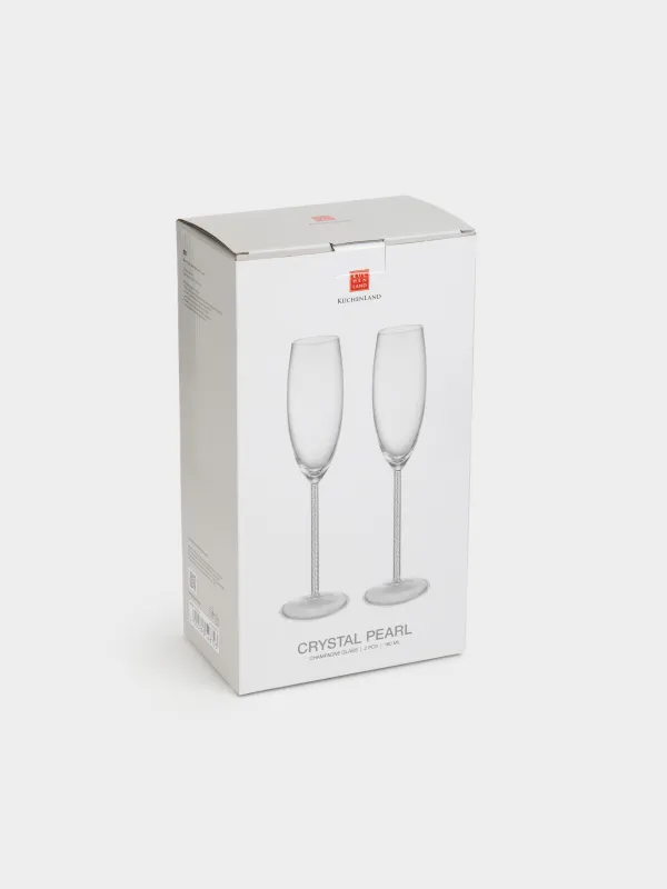 Drinking glass, 200 ml, 2 pcs, with pearls, glass / plastic, Crystal pearl , image-3