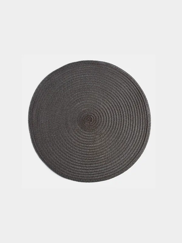 Placemat, 38 cm, polypropylene/PET, Round, Graphite, Basic, image-0