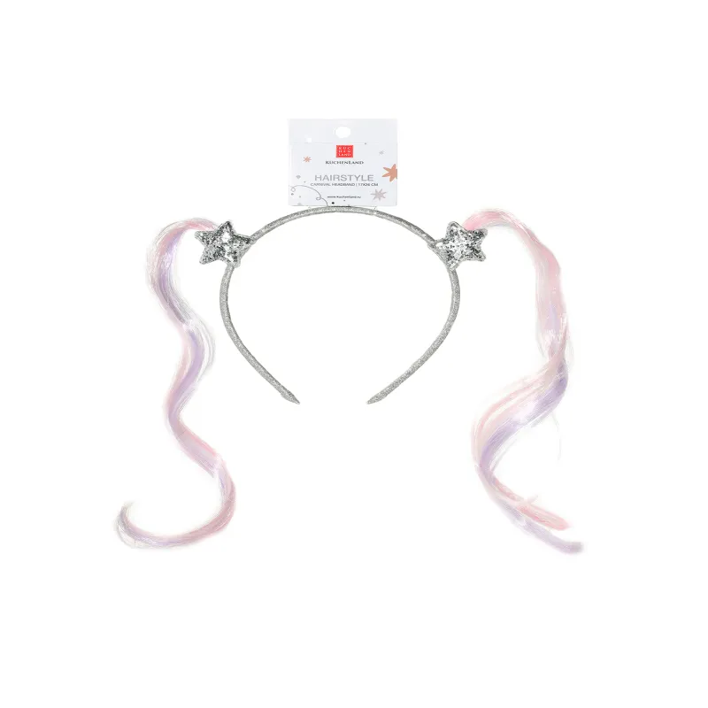 Carnival headband, 17 cm, children's, polyester / plastic, Strands with stars, Hairstyle