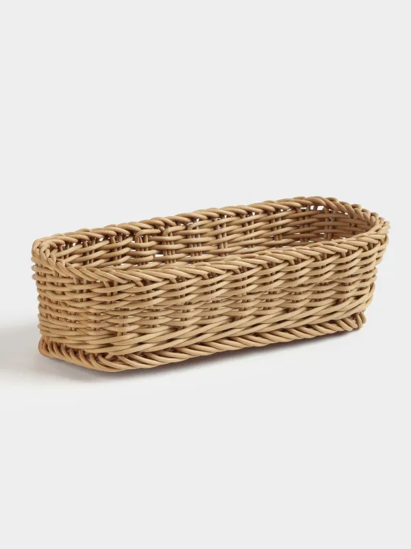Cutlery basket, 25x10 cm, rattan, rectangular, brown, Twig, image-1