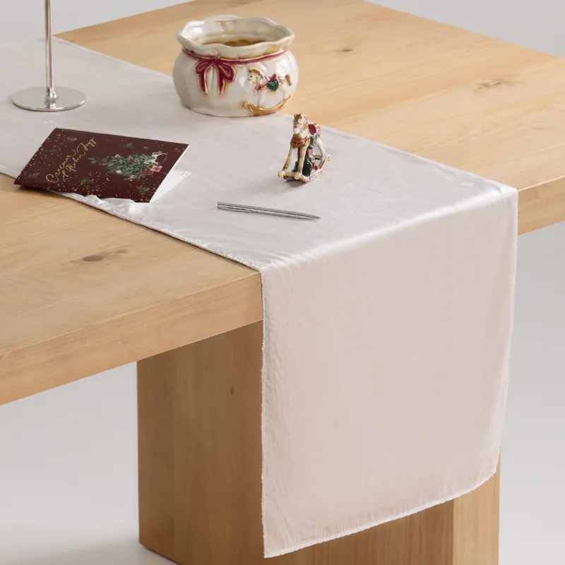 Table runner, 40x160 cm, velvet, beige, Winter Antarctica