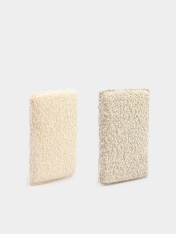 Dish washing sponge, 14x9 cm, 2 pcs, microfiber/foam, beige, Clean, image-0