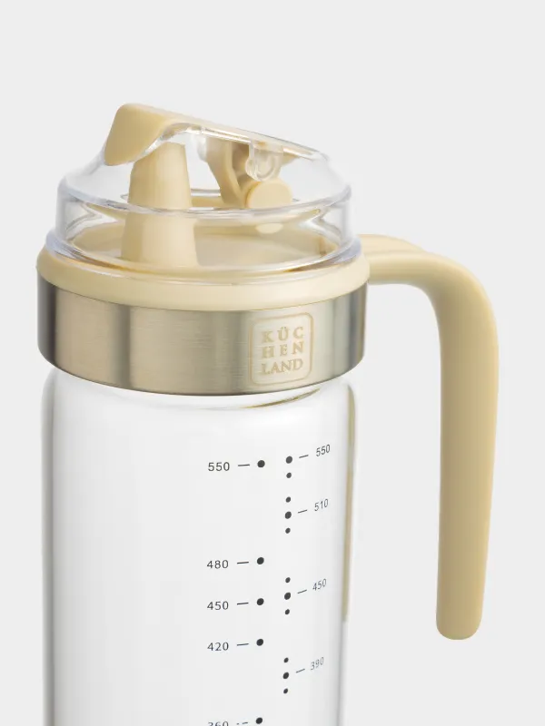 Oil or vinegar container, 550 ml, with handle, glass / plastic, milky, Milk kitchen, image-3