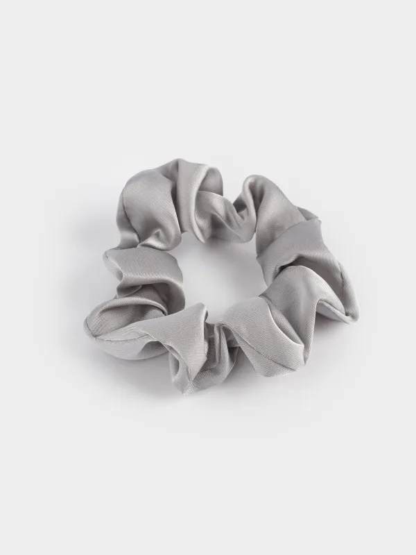 Elastic hair band, 6 cm, satin, grey, Silk, image-1