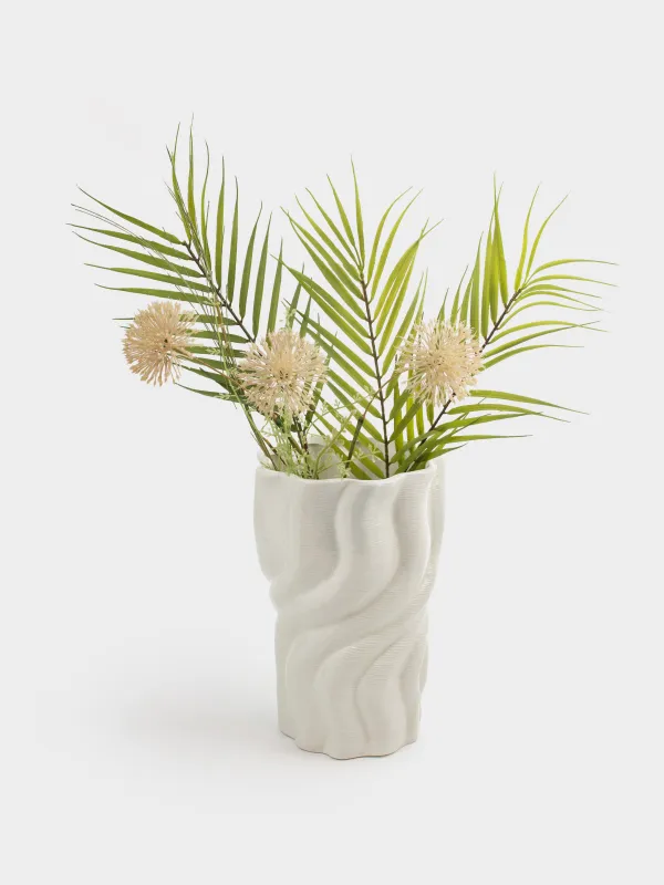 Flower vase, 26 cm, ceramic, white, Bends, Crumple, image-3