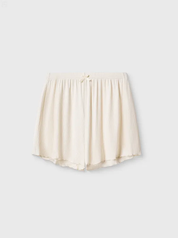 Women's shorts, homewear, size M, with ruffles, modal/spandex, milky, Rosemary, image-4
