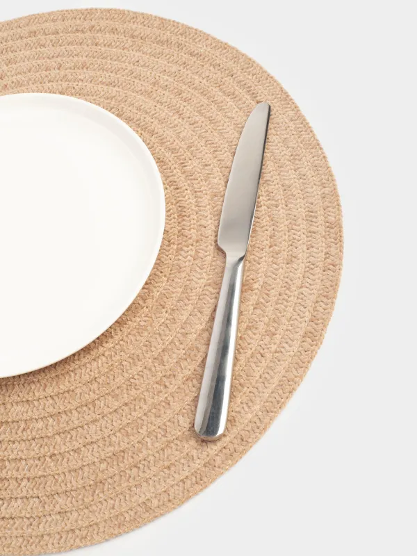 Placemat, 38 cm, Chenille, round, brown, Chenill, image-4