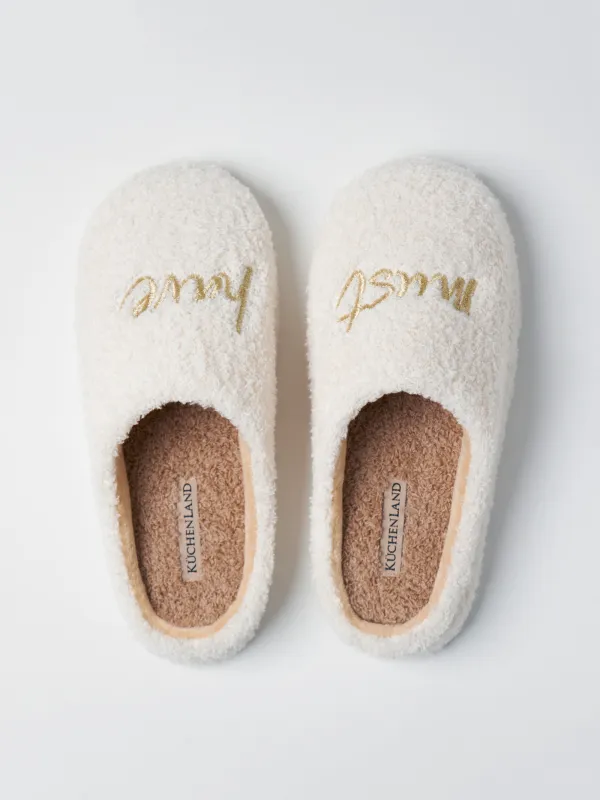 Women's slippers, homewear, size 36-37, fleece / nylon, milky brown, Needed, image-1