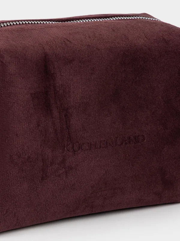 Makeup bag, 18x13 cm, velvet, burgundy, Velvety, image-2