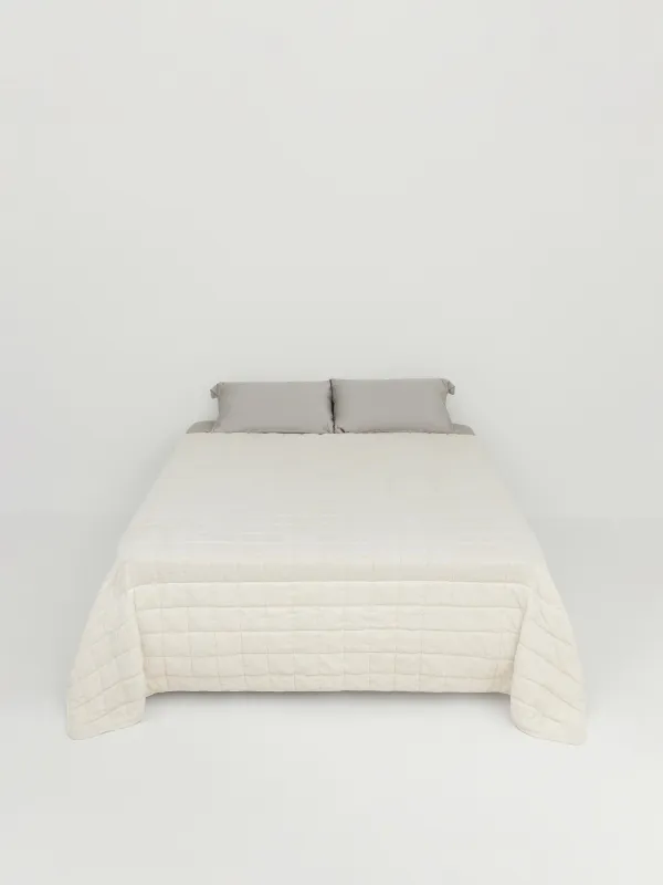 Bedspread, 220x240 cm, quilted, chenille/microfiber, beige, Squares, Stitch chenille, image-5