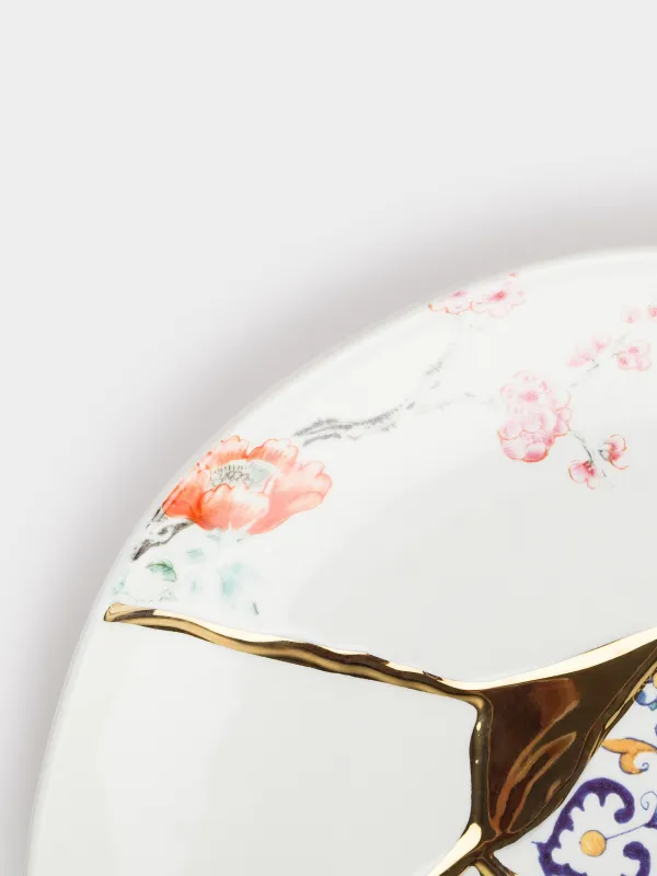 Dinner plate, 27 cm, porcelain N, white and gold, Kintsugi, Kintsugi, image-4