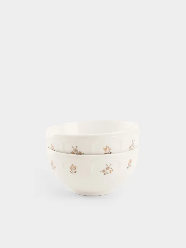 Bowl, 14x7 cm, 2 pcs, porcelain N, white, Vintage flowers, La flore, image-0