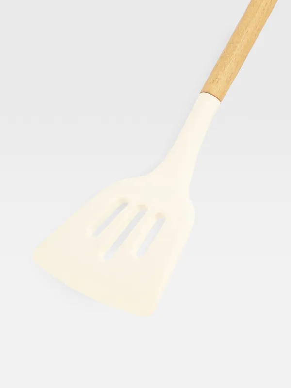Spatula, 32 cm, with slits, silicone / wood, beige, Provence, image-2