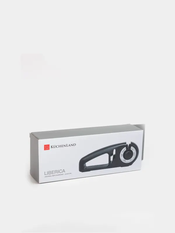 Knife and scissors sharpener, 24 cm, 3 stages/4 types of sharpening, plastic / ceramic, black, Liberica, image-4