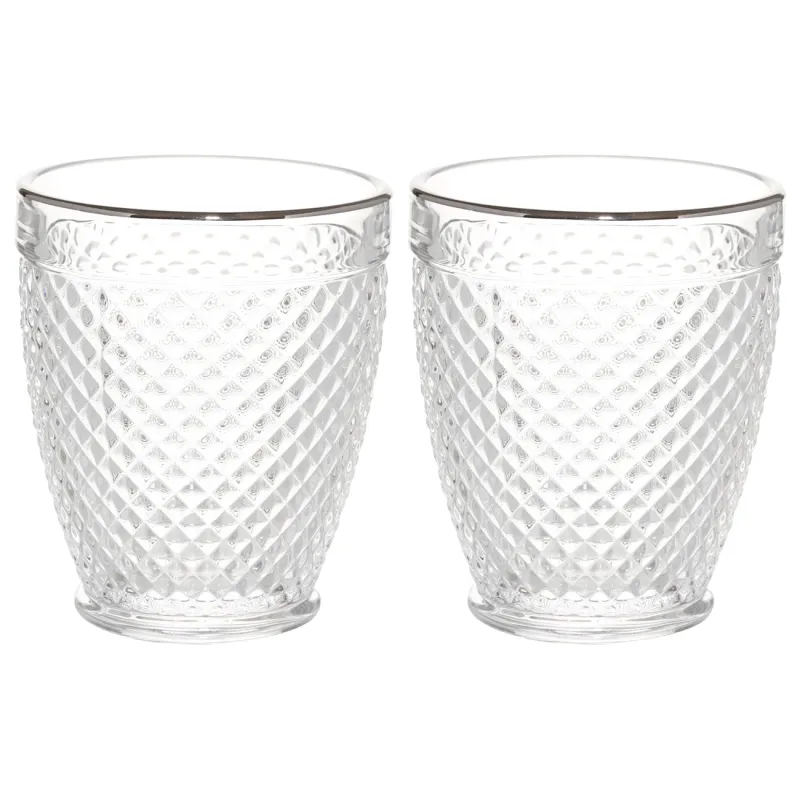 Drinking glass, 10 cm, 300 ml, 2 pcs, glass R, with silver edging, Verona silver