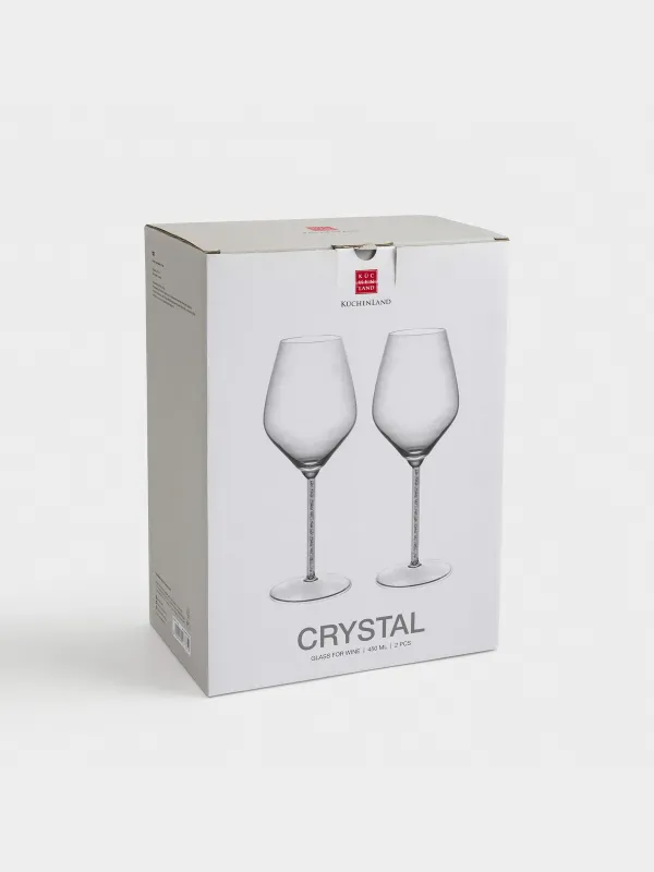 Drinking glass, 450 ml, 2 pcs, glass / rhinestones, Crystal, image-2