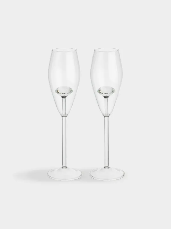 Drinking glass, 210 ml, 2 pcs, Glass, Crystal, Crystal shape, image-0