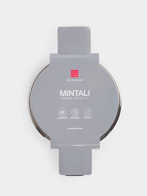 Pot, 20 cm, 2.7 l, with lid, coated, aluminum, grey-black, Mintali, image-3