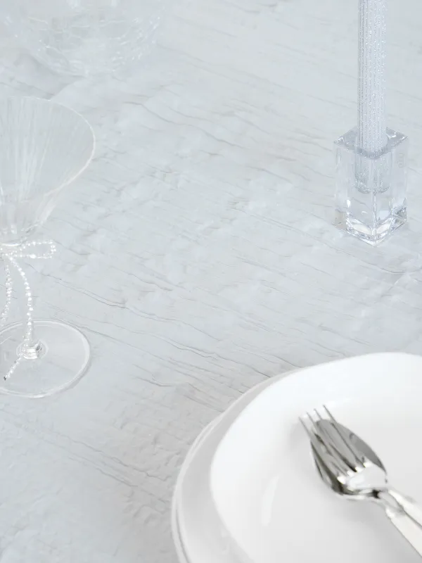 Tablecloth, 160x160 cm, polyester, Light gray, Crumpled effect, Dented, image-2