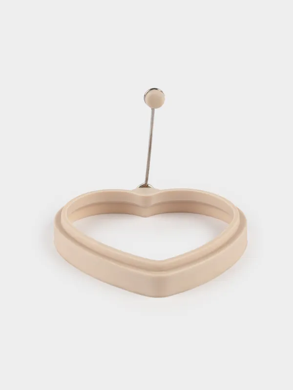 Pancake/Egg mold, 12 cm, Silicone, Beige, Heart, Manny, image-1
