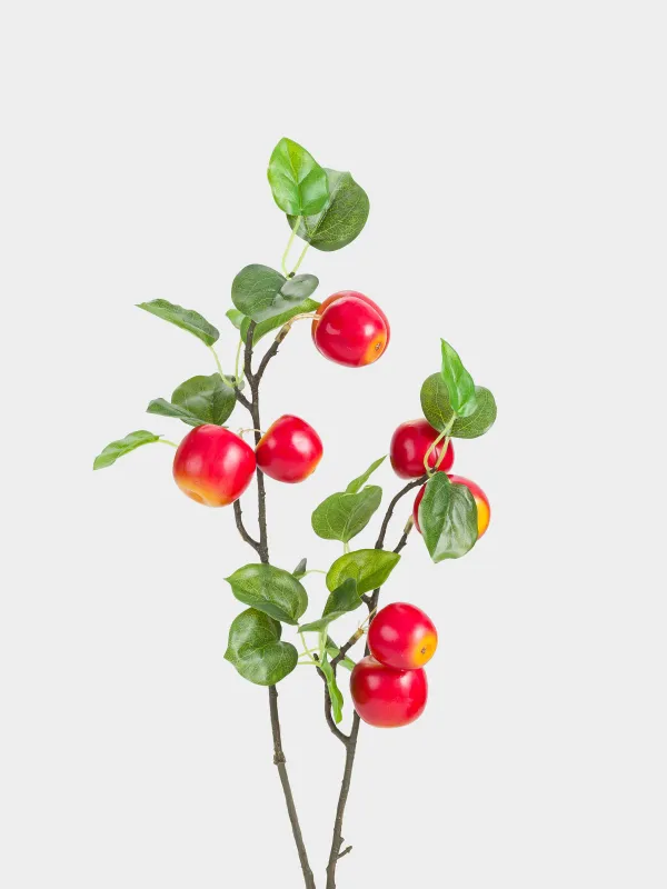 Decorative branch, 80 cm, foam/polyester, Red apples, Fruit decor, image-1