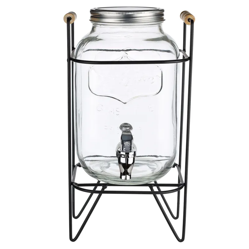 Beverage dispenser, 4 l, on stand, glass R / metal, Black, Berry, image-9
