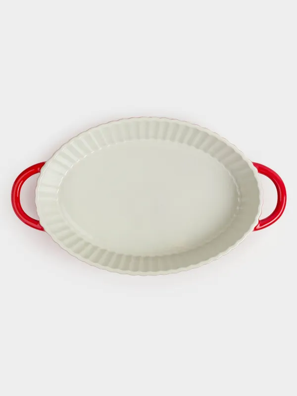 Baking dish, 31x21 cm, ceramic, oval, milkyy burgundy, gradient, Cakes gradient, image-3