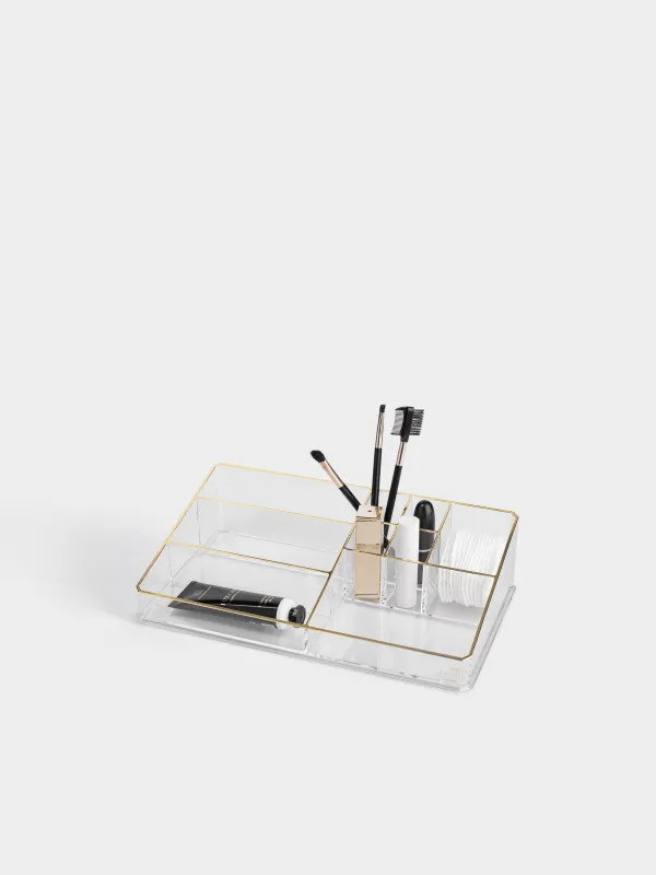 Organizer for cosmetics, 28x7 cm, 9 otd, plastic, gold edging, Dorado, image-3