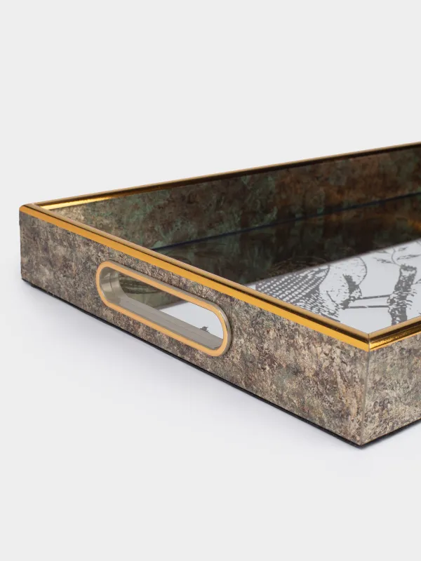 Tray, 25x40 cm, plastic / glass, rectangular, mirror, Bird, Bluebird, image-4