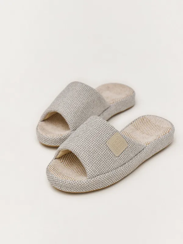 Women's slippers, homewear, size 36-37, polyester, light gray, Serious, image-4