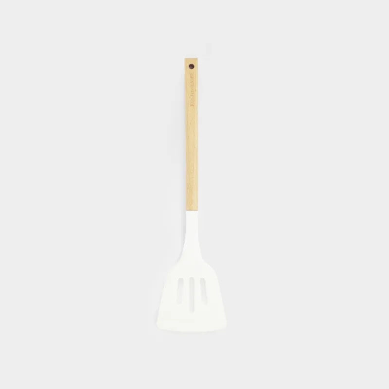 Spatula, 32 cm, with slits, silicone / wood, beige, Provence